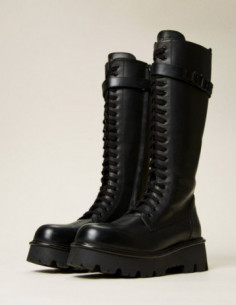 Anfibi alti in pelle con...