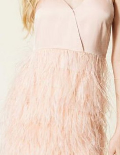 Abito in raso con piume -...