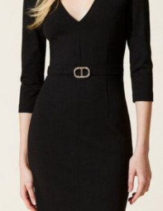 Abito longuette con logo -...